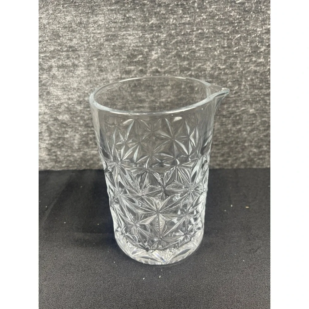 Set of 4 Cocktail Mixing Glass with Bar Spoons Diamond Cut Clear Glass‎ Set